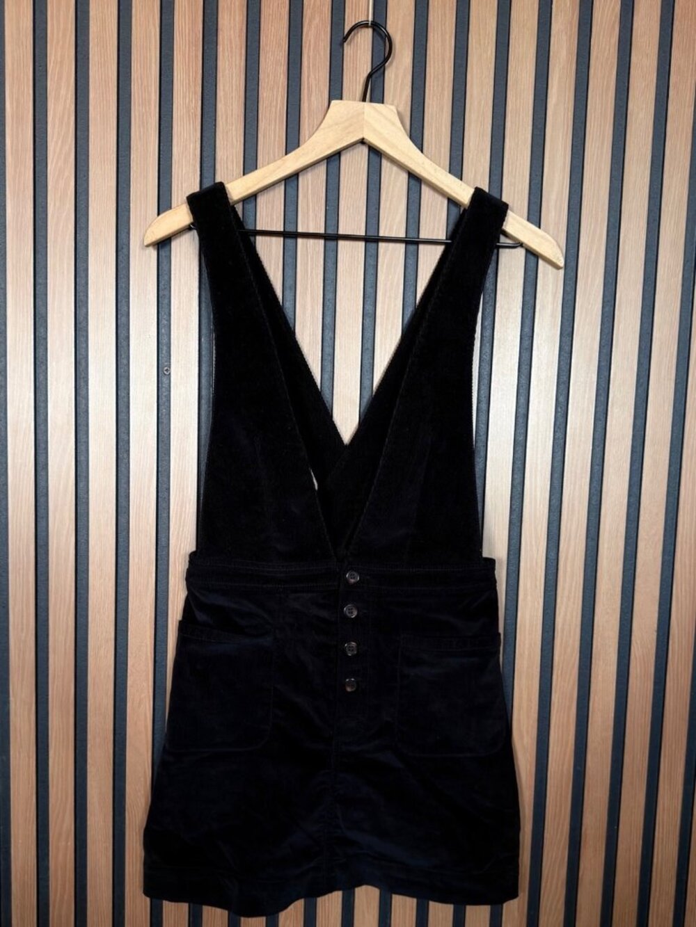 Free People Overall Dress 2 Womens Black Micro Corduroy Stretch Cross Body